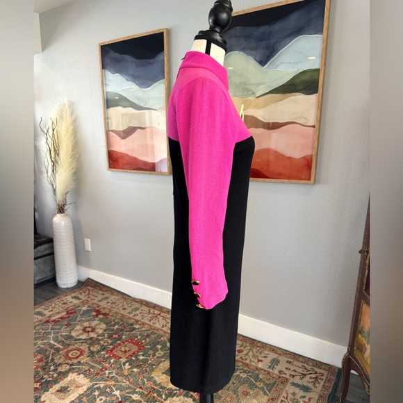St. John Pink and Black Knit Dress - Picture 2 of 10